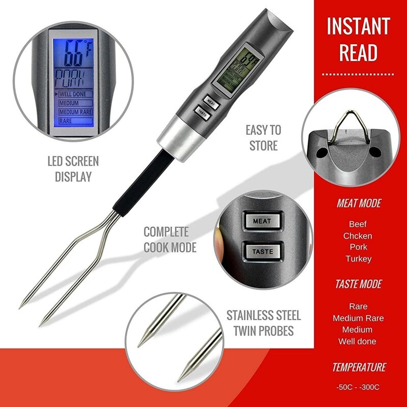 Stainless Steel BBQ Fork Thermometer