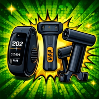 Black fitness tracker with digital display on a green and yellow background